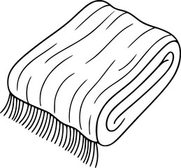 Simple hand drawn sketch line art warm cozy blanket clip art.