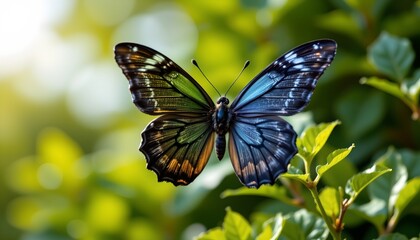 Fototapeta premium stock photo, a butterfly with wings made of solar panels, symbolizing delicate yet powerful green energy, sharp focus, with absolutely no text, no logos, no letters, no words, not blurry.