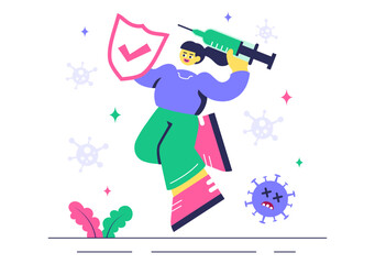 Antibacterial Vector Illustration Featuring Handwashing, Virus Prevention, and Microbe Control for Hygiene and Healthcare in a Flat Background