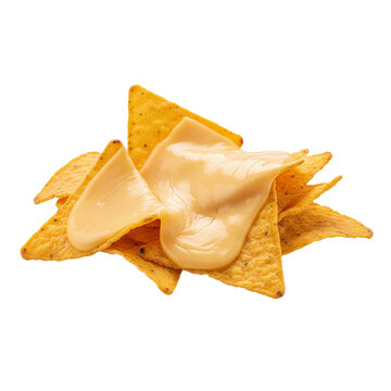 Crispy Nacho Chips Topped with Melted Cheese Sauce