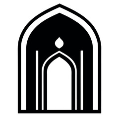 Abstract Black and White Archway Illustration with Teardrop Motif for Design Elements