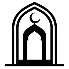 Black and White of an Islamic Archway with Crescent Moon Design
