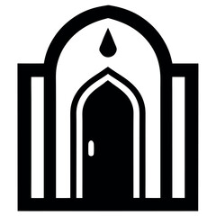 Fototapeta premium Modern Islamic Archway Design with Teardrop Ornament, Solid Black and White Style
