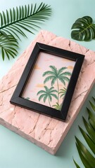 photo frame on palm tree