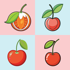 Surinam Cherry Flat Style Exotic Fruit Vector Illustration