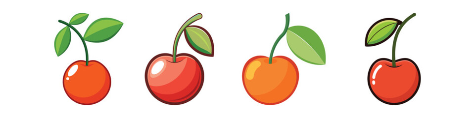 Surinam Cherry Flat Style Exotic Fruit Vector Illustration