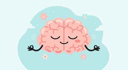 Meditating Brain with Closed Eyes and Peaceful Gesture in Calm Scene