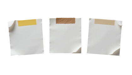 White paper bags with clips hold blank sticky notes for office reminders
