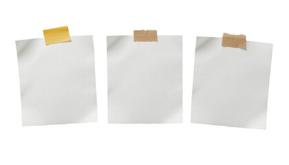 White paper bags with clips hold blank sticky notes for office reminders