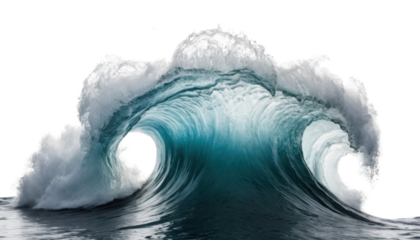 Blue ice waves crash powerfully on the white river shore