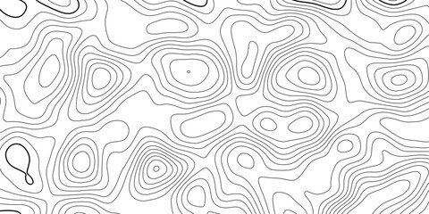 Curved Abstract Contour Lines Background with Black Topographic Vector Terrain Design.