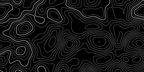 Dark Elevation Contour Vector Background with Abstract Black Topographic Terrain Lines.