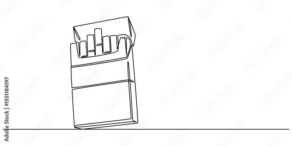 Aufkleber continuous line vector illustration of a pack of filter cigarettes, vector illustration, open cigare
