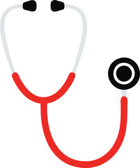 Stylized Stethoscope with Red Tubing and Black Earpieces for Medical Examination