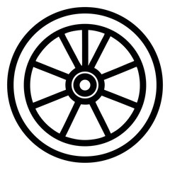 Obraz premium Black and White Depicting a Wheel with Eight Spokes and a Double Rim Design