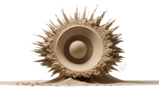 Abstract vector illustration of isolated sunflower and dandelion plants with dry brown seeds and green spines