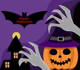 Happy halloween background banner. Vector illustration design.