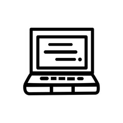 Simple Line Art Illustration Of A Laptop With Document Displayed On The Screen Minimalist Style