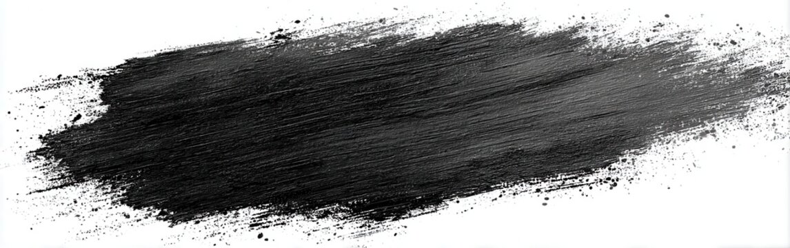 Abstract black brushstroke on white, textured and slightly grainy, showing varied density and direction of strokes