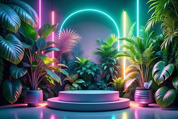 Neon green and purple background with a large green circle in the middle