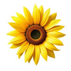 Bright yellow sunflower isolated on transparent background