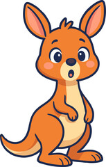 cute cartoon kangaroo character with surprised expression for kids vector animal illustration