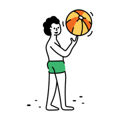 A drawing style illustration showing a character playing volleyball
