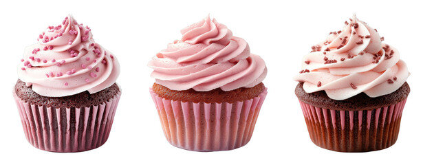 Trio of Delicious Cupcakes with Pink Frosting