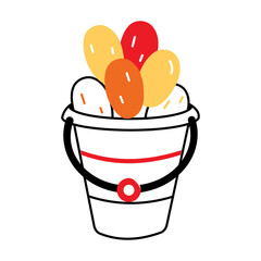 A doodle style illustration of balloon bucket
