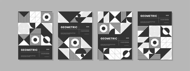 Set of abstract geometric shapes composition templates. Universal trendy cover designs for Annual Report, Brochures, Flyers, Presentations, Leaflet, Magazine.