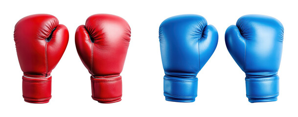 Red and Blue Boxing Gloves Isolated on Black Background