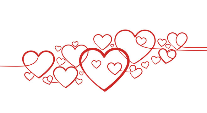 Elegant valentine's day design featuring intertwining red hearts on a white backdrop