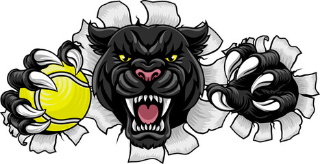 Black Panther Leopard Jaguar Cat Tennis Mascot
