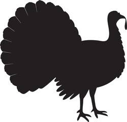 turkey Silhouette Vector Set – Turkey Icon for Thanksgiving on White Background
