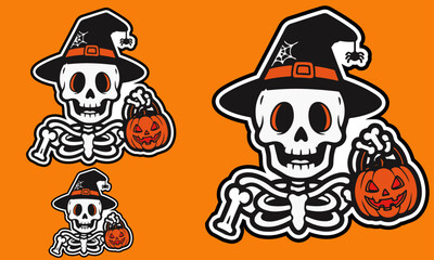 Halloween Skull Character sticker Set, perfect for spooky seasonal and Halloween designs sticker	
