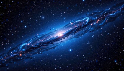 Naklejka premium Stunning Spiral Galaxy in Deep Space with Bright Stars and Nebulae