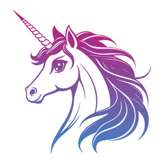 Cute Unicorn Face Vector Silhouette Carton Sticker illustration Art Design White Background