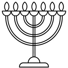Elegant Menorah Outline Vector 