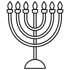 Elegant Menorah Outline Vector 