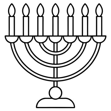 menorah outline with seven candles clip art preview