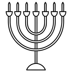 Elegant Menorah Outline Vector 