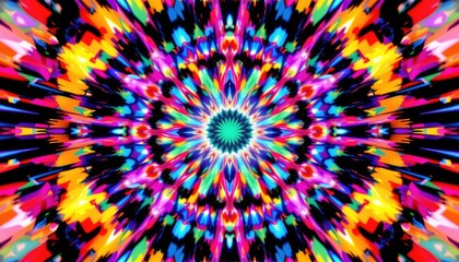 Colorful Kaleidoscope Pattern with Radiant Starburst Effect
