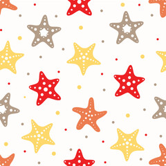 Multicolor smooth ocean star fish repeat vector abstract pattern 
