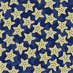 Multicolor smooth ocean star fish repeat vector abstract pattern 