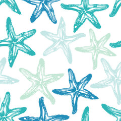 Multicolor smooth ocean star fish repeat vector abstract pattern 