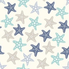 Multicolor smooth ocean star fish repeat vector abstract pattern 