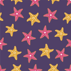 Multicolor smooth ocean star fish repeat vector abstract pattern 