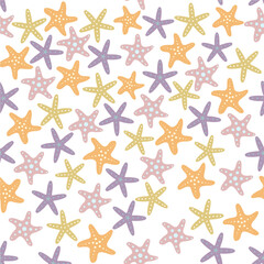 Multicolor smooth ocean star fish repeat vector abstract pattern 