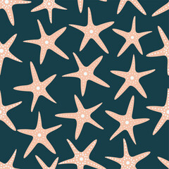 Dark ocean pink star fish repeat vector  abstract pattern 