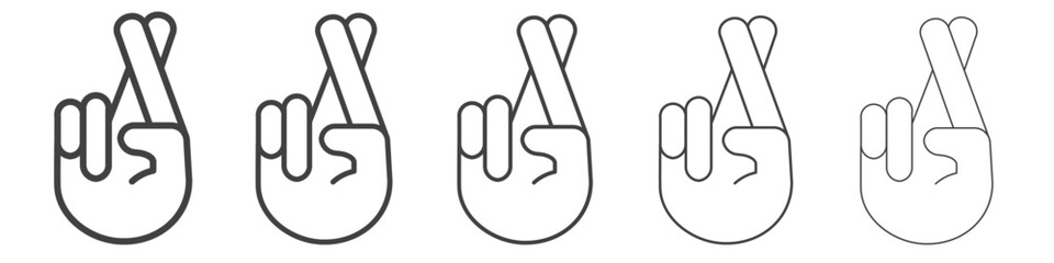 Crossed fingers icon outline ilustration vector symbol